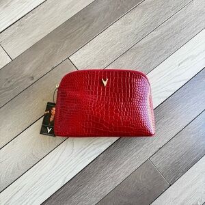 Vanessa Williams Red Crocodile-Embossed Cosmetic Case/Clutch | NWT